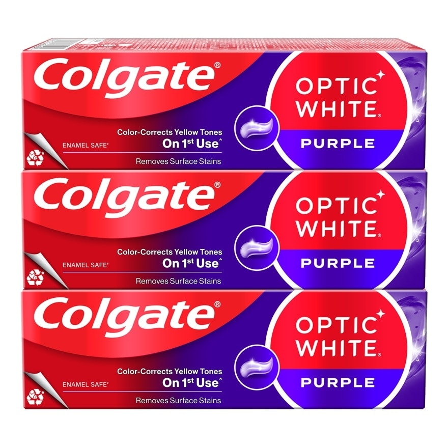 Colgate คอลเกต ยาสีฟัน อ๊อพติคไวท์ เพอร์เพิล 100 กรัม แพ็ก 3 ชิ้น