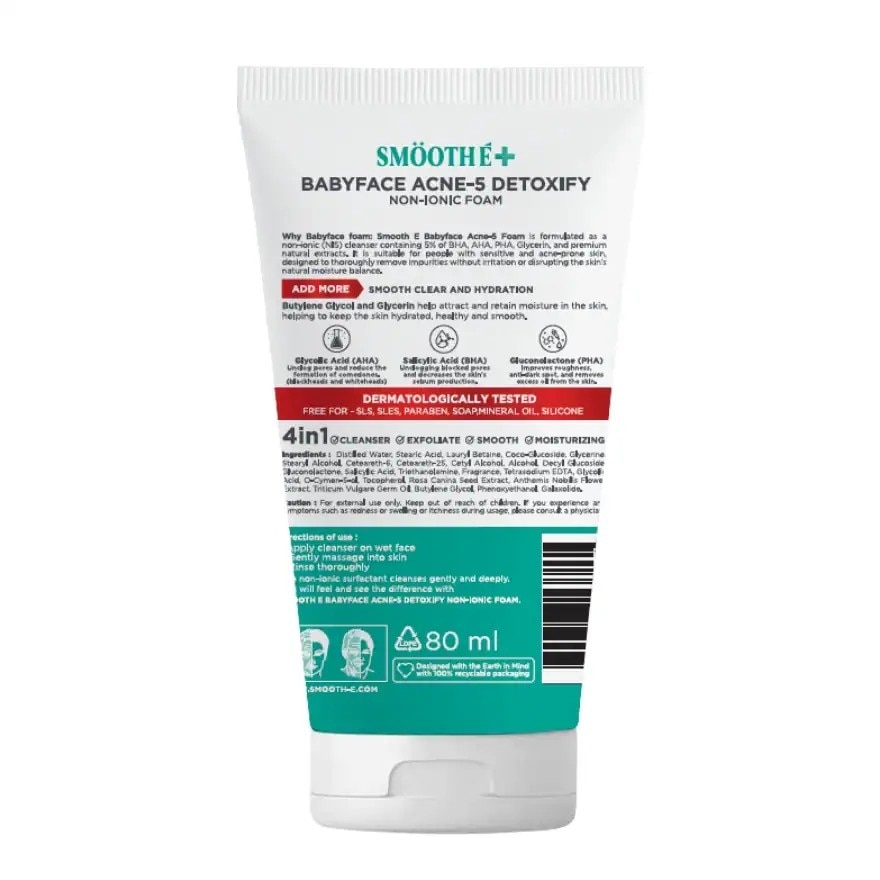 Smooth E Acne5 Detoxify Foam 80 ml.