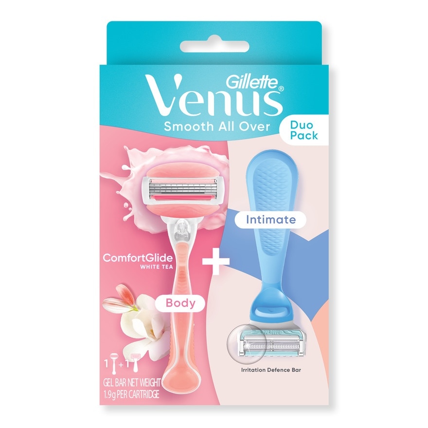 Gillette Venus Smooth Dual Pack Intimate Razor 1'S +Comfort Glide White Tea Razor 1'S