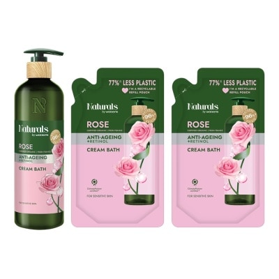 Naturals by Watsons - Naturals By Watsons Rose Cream Bath 490ml+450 ml.Refill 2S image
