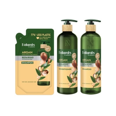 Naturals by Watsons - Naturals By Watsons Argan Repairing Shampoo 490ml+450ml(Refill)+Conditioner 490ml image