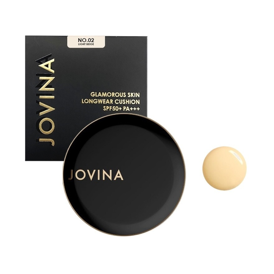 Jovina Glamorous Skin Longwear Cushion SPF50+ PA+++ 12g. 02 Light Beige