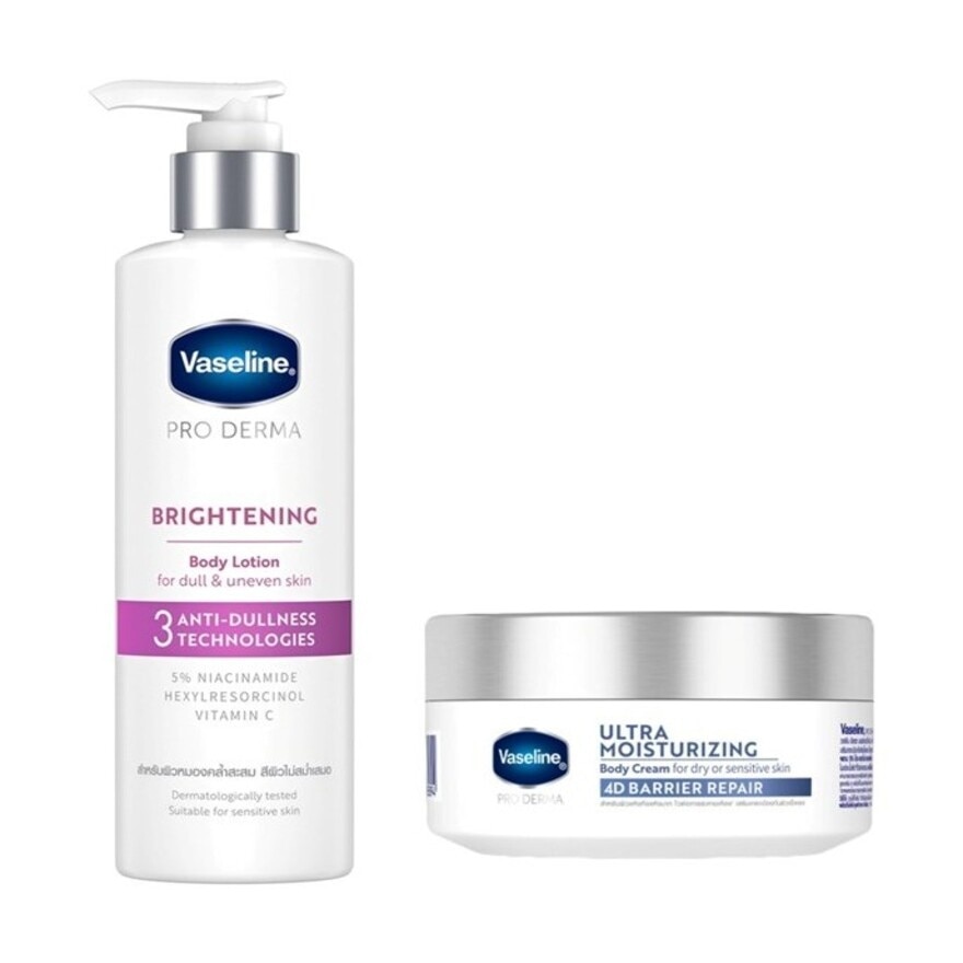 Vaseline Pro Derma Body Lotion 3 Brightening 250 Ml.+Ultra Moist Body Cream4 190 G.