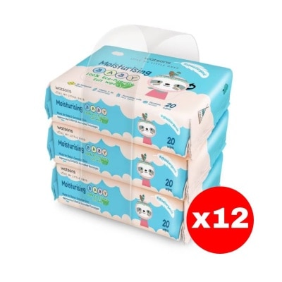 WATSONS - วัตสัน มอยซ์เจอไรซิ่ง เบบี้ 100 อีโค่-เฟรนด์ลี่ ซอฟท์ ไวพ์ 20แผ่น x 3 แพ็ค.X12 image