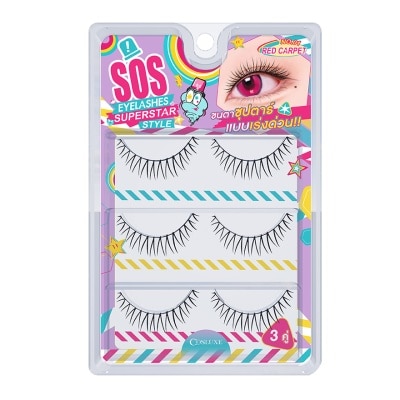 Cosluxe - คอสลุคส์ เอสโอเอส อายแลชเชส ซุปเปอร์สตาร์สไตล์ 3คู่ 01 เรด คาร์เพ็ต