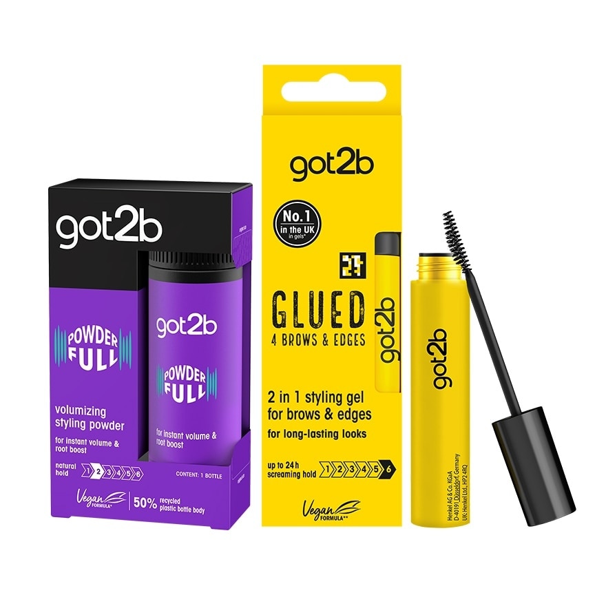 Got2b Powderful Volumizing Styling 10 G.+Got2b Glued 4 Brows Edges 16 Ml.