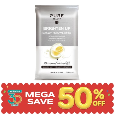 Pure Beauty - เพียวบิวตี้ ไบรท์เท่นอัพ เมคอัพรีมูฟเวิลไวพ์ 20ชิ้น. image