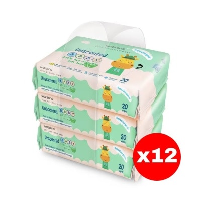 WATSONS - วัตสัน อันเซ้นต์เท็ด เบบี้ 100 อีโค่-เฟรนด์ลี่ ซอฟท์ ไวพ์ 20แผ่น x 3แพ็ค.X12