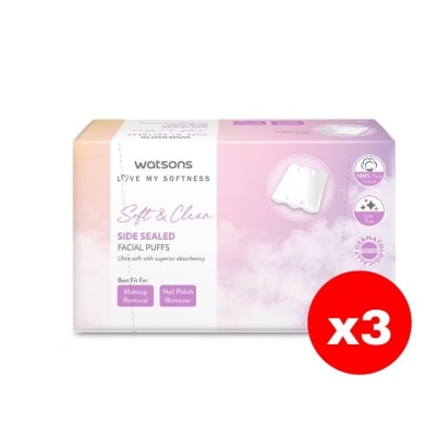 WATSONS - วัตสัน สำลีแผ่นรีดข้าง 100 แผ่น. X3