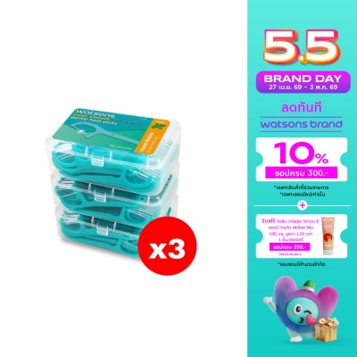 Watsons - Watsons Super Smooth Mint Round Thread Dental Floss Picks 50s x 3 Boxes.X3