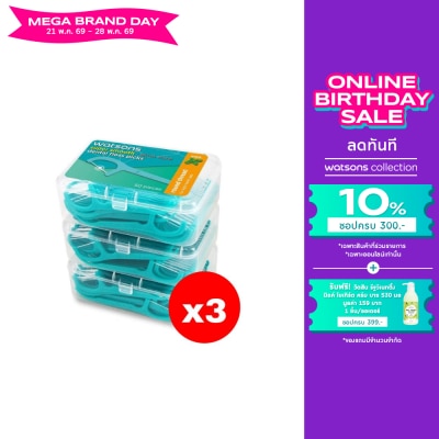 WATSONS - วัตสัน ซุปเปอร์ สมูธ ไหมขัดฟันเส้นกลม กลิ่นมิ้นท์ ชนิดด้าม 50 ด้าม แพ็ค 3 กล่อง X3
