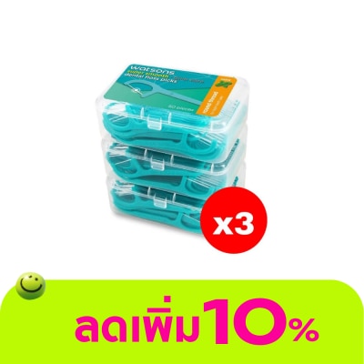 WATSONS - วัตสัน ซุปเปอร์ สมูธ ไหมขัดฟันเส้นกลม กลิ่นมิ้นท์ ชนิดด้าม 50 ด้าม แพ็ค 3 กล่อง X3