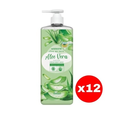 WATSONS - วัตสัน เลิฟ มาย สกิน อโลเวร่า เซ็นทิด ครีม บอดี้ วอช 1000มล.X12