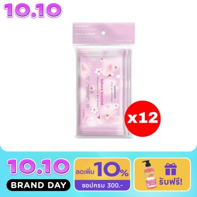 WATSONS วัตสัน ซากุระ เซ็นเท็ด อินวิกอเรทติ้ง เว็ท ไวพ์ 10 แผ่น x 3 แพ็ค.X12 image