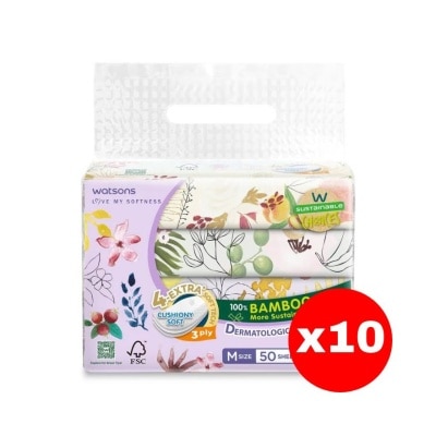 WATSONS - วัตสัน กระดาษทิชชูเช็ดหน้า (ทราเวล) X-flower3 3ชั้น 50แผ่น x 4ซอง.X10