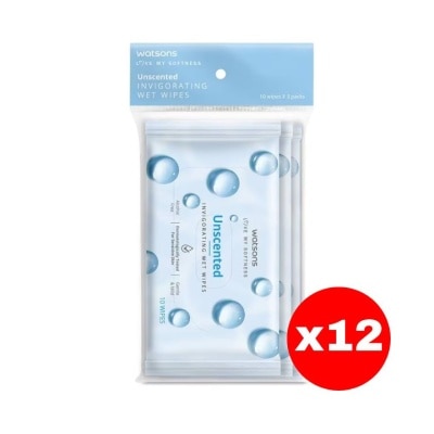 Watsons - Watsons Unscented Invigorating Wet Wipes 10 sheets x 3 packs.X12 image