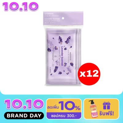 WATSONS วัตสัน ลาเวนเดอร์ เซ็นเท็ด อินวิกอเรทติ้ง เว็ท ไวพ์ 10 แผ่น x 3 แพ็ค.X12 image