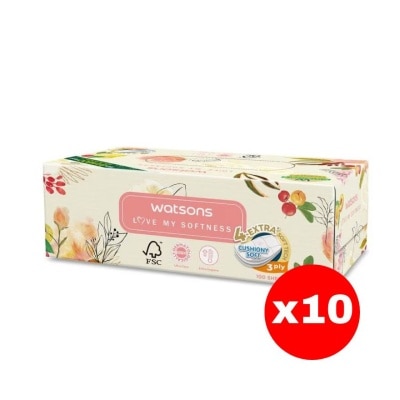 WATSONS - วัตสัน กระดาษทิชชูกล่อง(X-Flower3หนา3ชั้นx100แผ่น)X10 ขอสงวนสิทธิ์ในการเลือกลายสินค้า