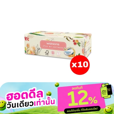 WATSONS วัตสัน กระดาษทิชชูกล่อง(X Flower3หนา3ชั้นx100แผ่น)X10 ขอสงวนสิทธิ์ในการเลือกลายสินค้า image