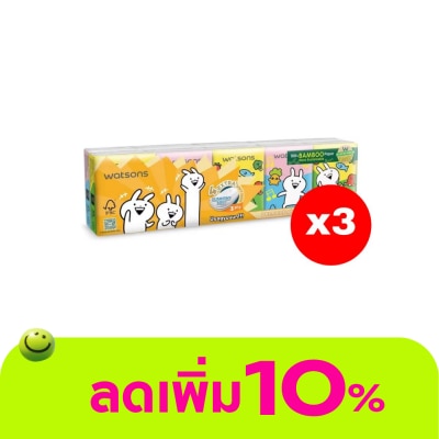 Watsons - Watsons Velvety Soft Mini Hankies (Usagyuuun) 3ply 10pcs.X3