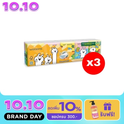 WATSONS วัตสัน กระดาษทิชชูแบบพกพา (Usagyuuun) 3 ชั้น 10 แผ่น x 10 ซอง.X3 image