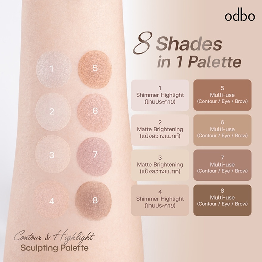 Odbo Contour Highlight Sculpting Palette 20g. 1335-01 Brown