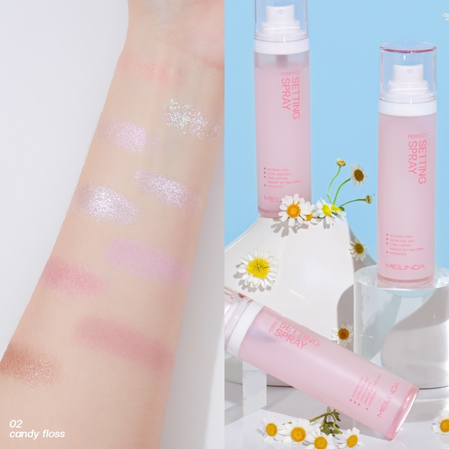 Meilinda Value Pack Your Candy Dream Palate 02 Candy Floss + Perfect Setting Spray