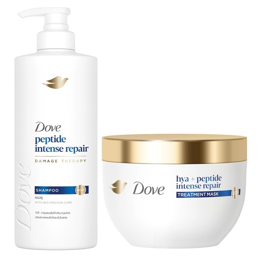 โดฟ แชมพู เพปไทด์ อินเทนซ์ รีแพร์ 380มล+ทรีทเม้นท์ มาส์ก ไฮยา+เพปไทด์ ไบโอ-พี 265กรัม