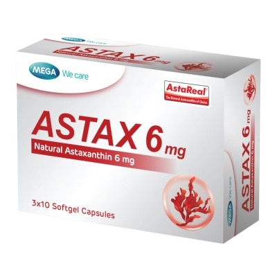 Mega - เมก้า แอสแทกซ์ 6 มิลลิกรัม 30 แคปซูล (ผลิตภัณฑ์เสริมอาหาร)