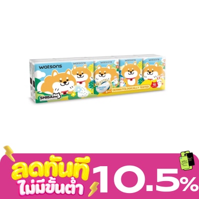 WATSONS วัตสัน กระดาษทิชชูแบบพกพา (Shibainc) 3 ชั้น 10 แผ่น x 10 ซอง. image