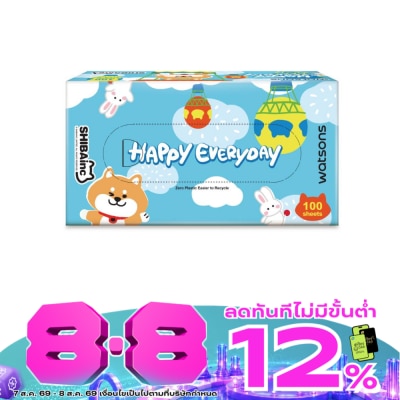 WATSONS - วัตสัน กระดาษทิชชูกล่อง (Shibainc) หนา3ชั้น x 100แผ่น.ขอสงวนสิทธิ์ในการเลือกลาย image
