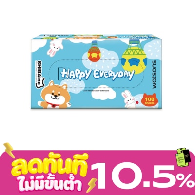 WATSONS วัตสัน กระดาษทิชชูกล่อง (Shibainc) หนา3ชั้น x 100แผ่น.ขอสงวนสิทธิ์ในการเลือกลาย image