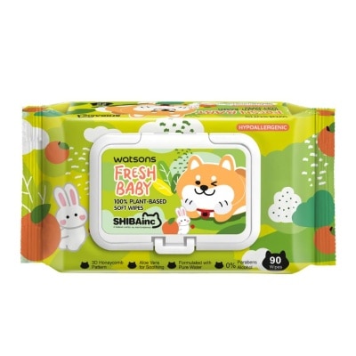 Watsons - Watsons x Shibainc Fresh Baby 100 Plant based soft wipes 90 sheets.