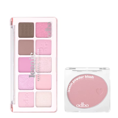 ODBO - โอดีบีโอ แพ็คคู่ ไอโคนิค อายแชโดว์ พาเลท 7ก. 03 สวีท วินเทอร์ +  บลัช 4.2ก. 04 พิ้งค์