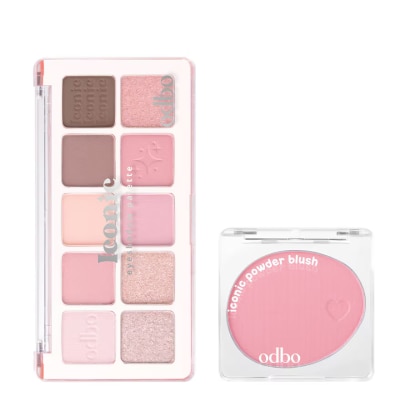ODBO - อดีบีโอ แพ็คคู่ ไอโคนิค อายแชโดว์ พาเลท 7ก. 01 ซัมเมอร์พิ้งค์ + บลัช 08 พีโอนี่