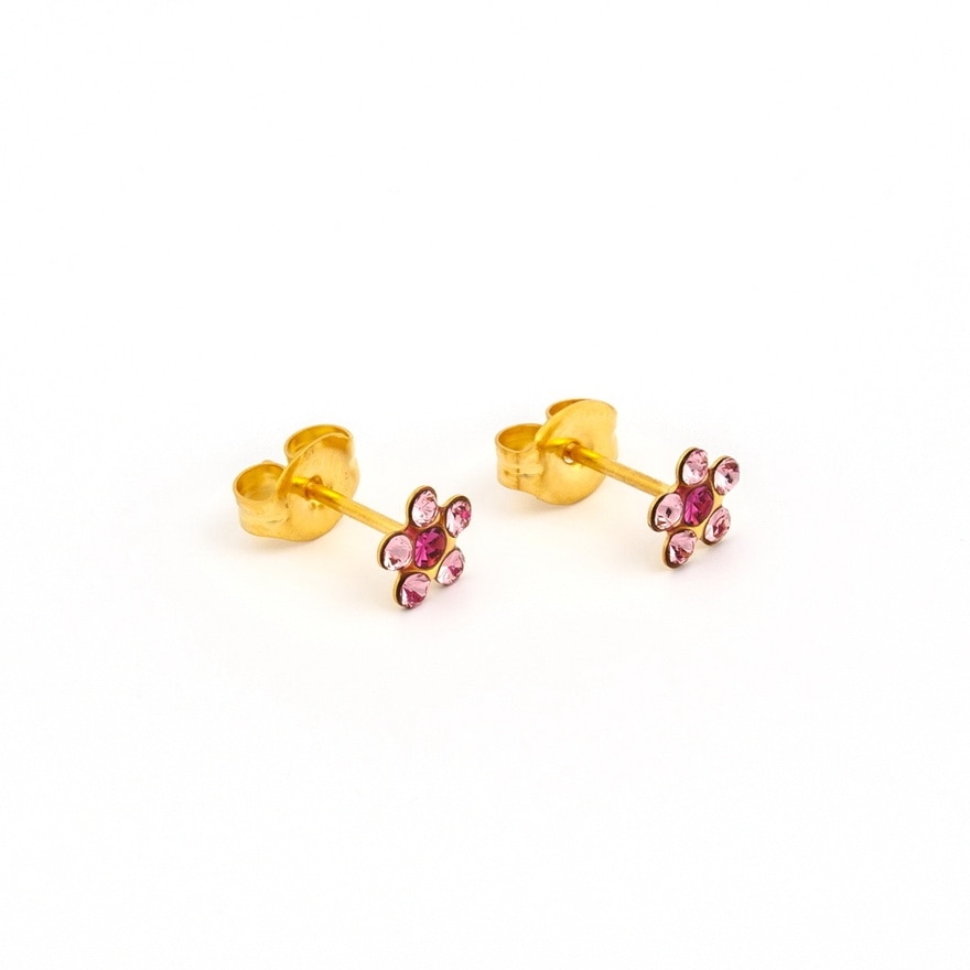Studex Gold Plated Daisy Light Rose Fuchsia