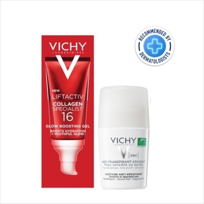 Vichy - วิชี่ ลิฟแอคทีฟ คอลลาเจน สเปเชียลลิสต์ 16 โกลว์ บูสติ้ง เจล 50 มล. และ โรลออน ซูทติ้ง