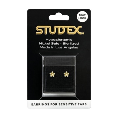 Studex - สตั๊ดเด็กซ์ ต่างหู ไทนี่ ทิปส์ ดอกเดซี่สีขาวเรือนทอง