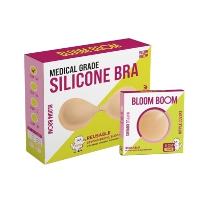 Bloomboom - บลูมบูม แพ็คคู่ ซิลิโคน บรา D 1ชิ้น + ซิลิโคน นิปเปิล โคฟเวอร์ 1ชิ้น นู้ด