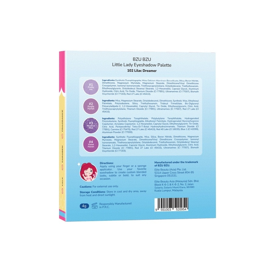 BZU BZU Little Lady Eyeshadow Palette 4g. 102 Lilac Dreamer