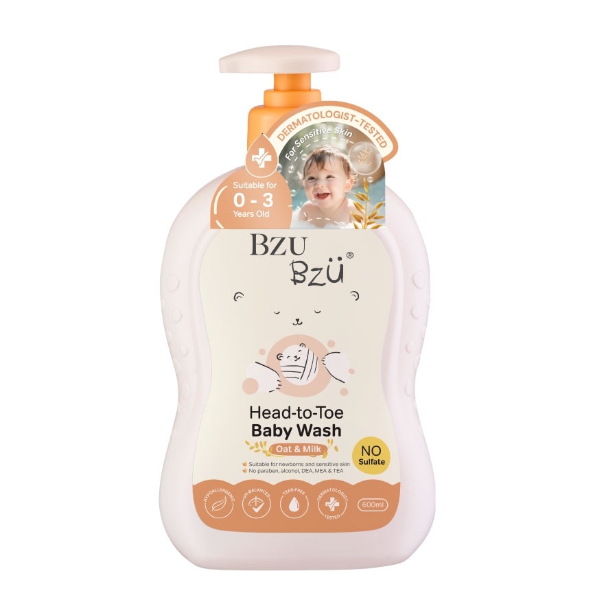 BZU BZU Head-to-Toe Baby Wash 600ml. Oat Milk