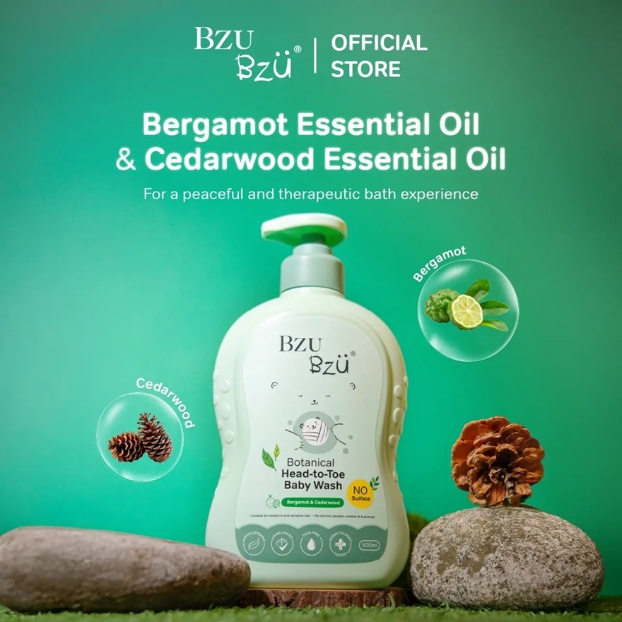 BZU BZU Head-to-toe Baby Wash 600ml. Bergamot Cedarwood