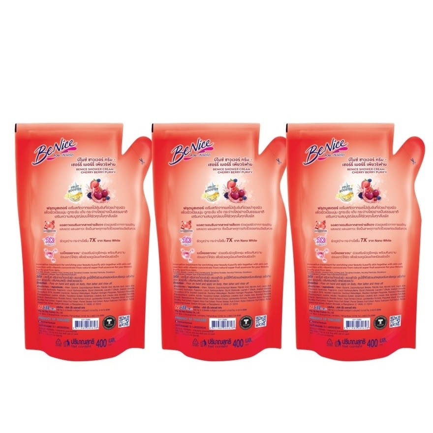 Benice Shower Cream Cherry Berry 400 Ml. (Refill) Pack 3'S