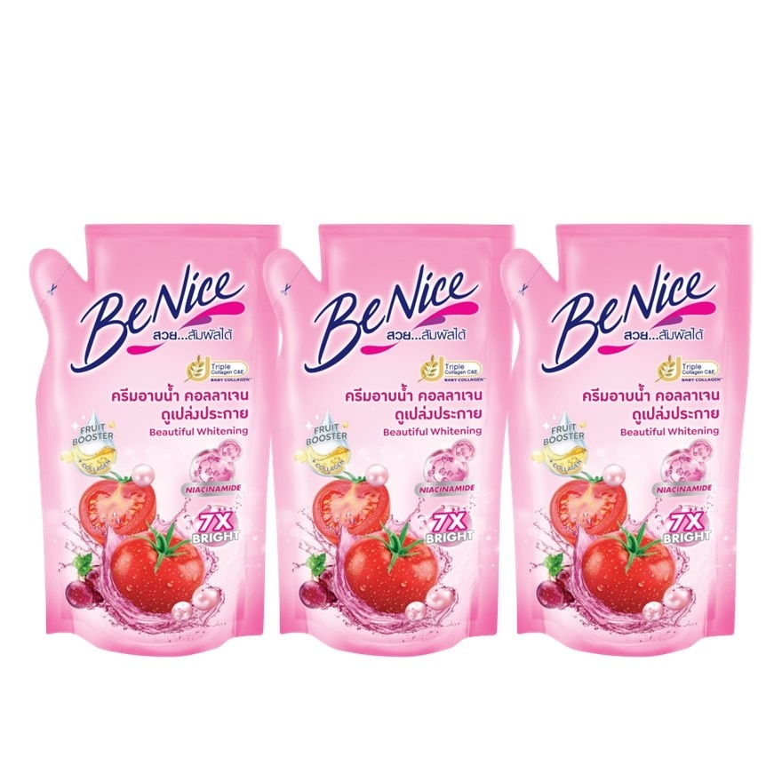 Benice Shower Cream Beautiful Whitening 400 Ml.(Refill) Pack 3'S