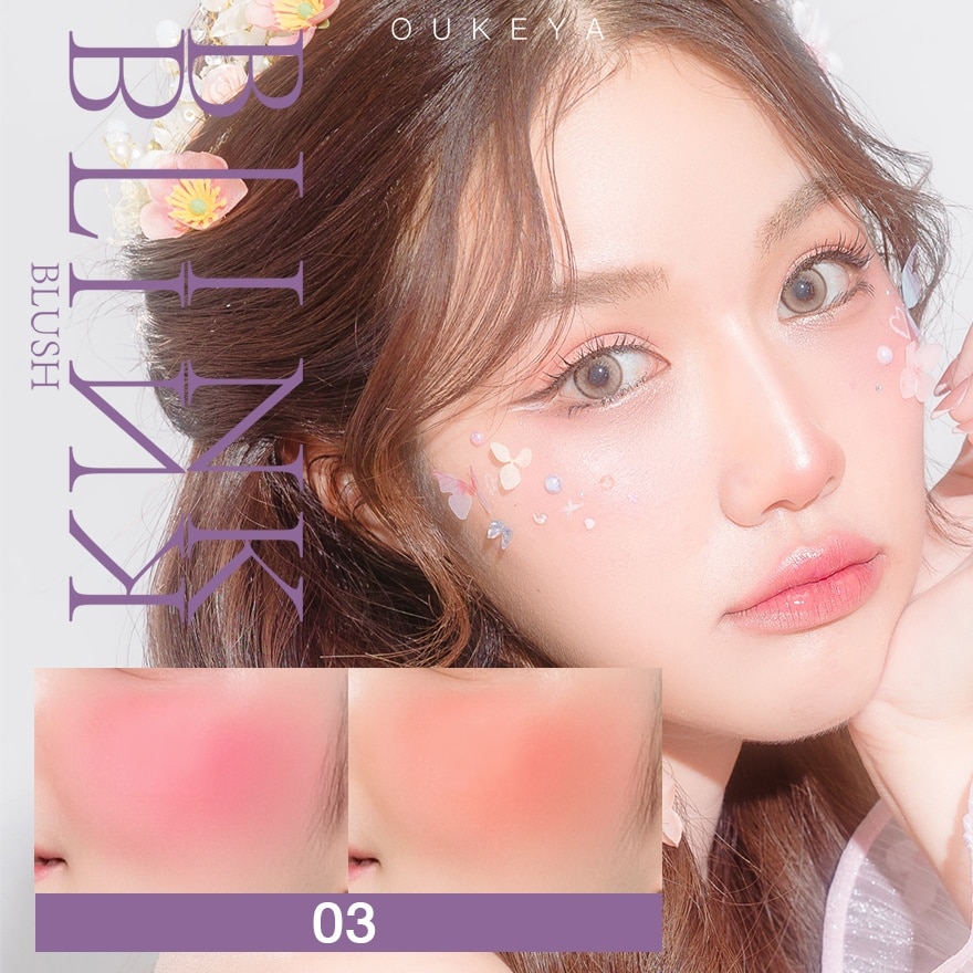 Oukeya Blink Blink Blush 5.2g.+4.6g. 03 Peach Pink And Muted Brown