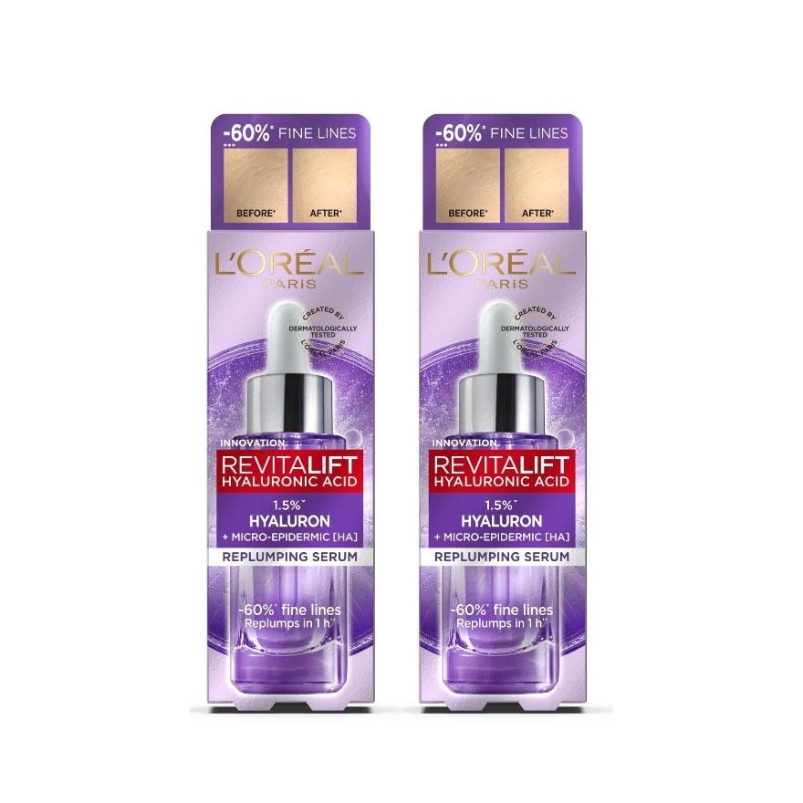 L'Oreal Paris Revitalift Hyaluronic Acid Replumping Serum 30 Ml.Twin Pack