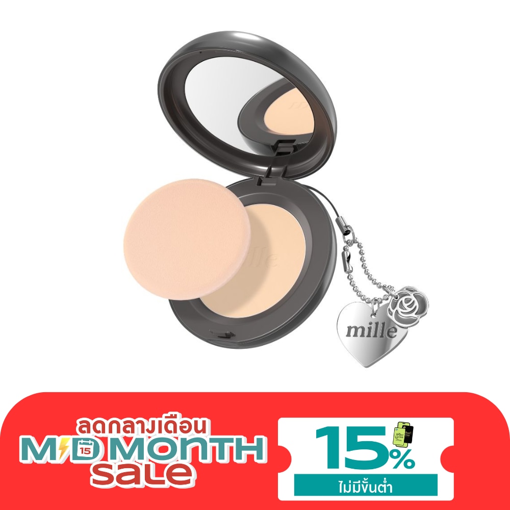 Mille Charcoal Matte Cover Powder Pact SPF25 PA++ 11g. 02 Natural image