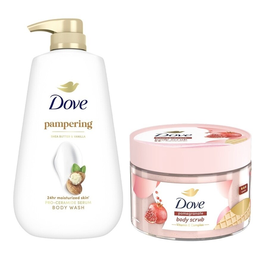 Dove Body Wash Pampering 500 G.+Dove Body Scrub Pomegranate 280 G.