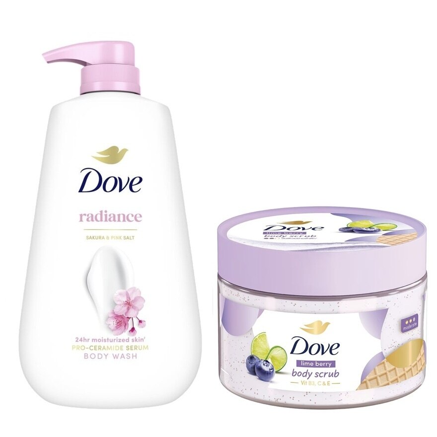 Dove Body Wash Radiance 500 G.+Dove Body Scrub Lime Berry 280 G.