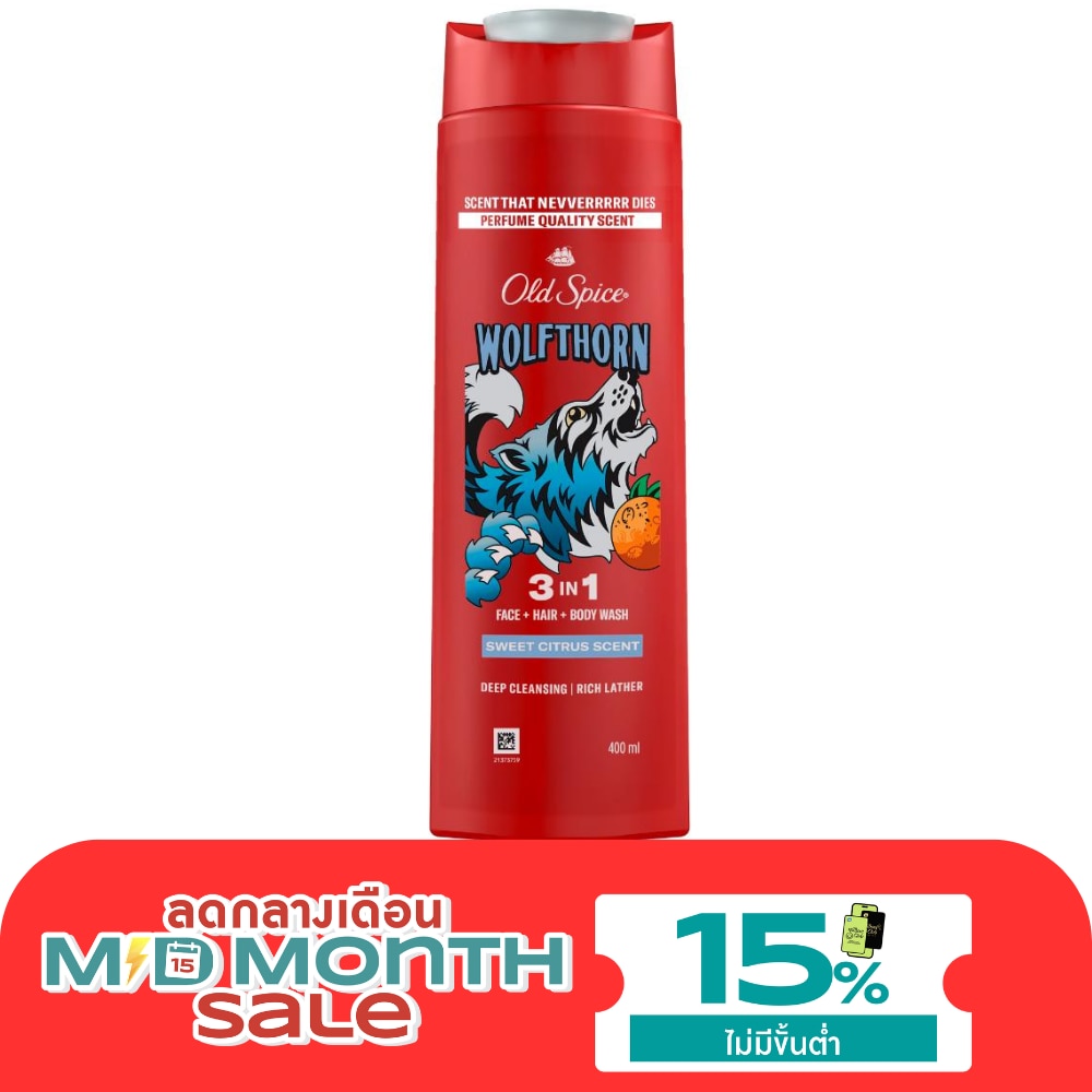 Old Spice Shower Gel Wolfthorn 3 in 1 Face+Hair+Body Wash 400 Ml. image